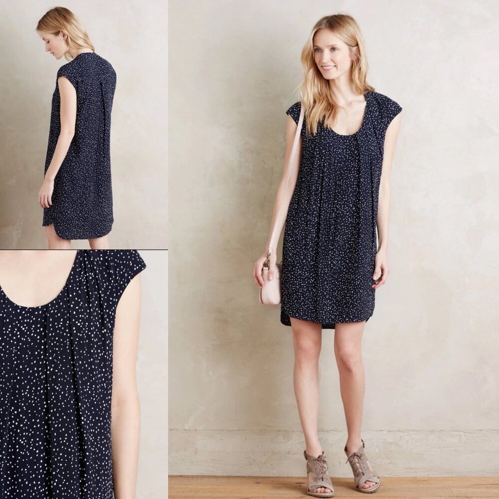 Anthropologie Au Revoir Dress by Maeve Navy and White Women’s Size 4 Mini Shift